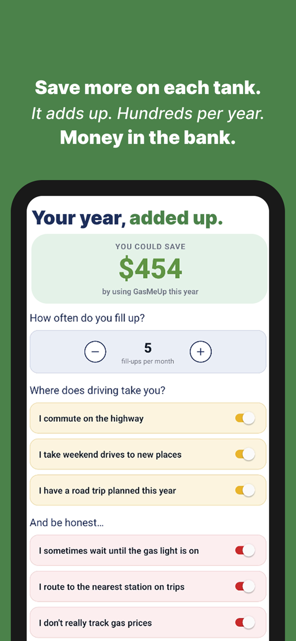 The savings receipt: your fill-up habits added up for the year