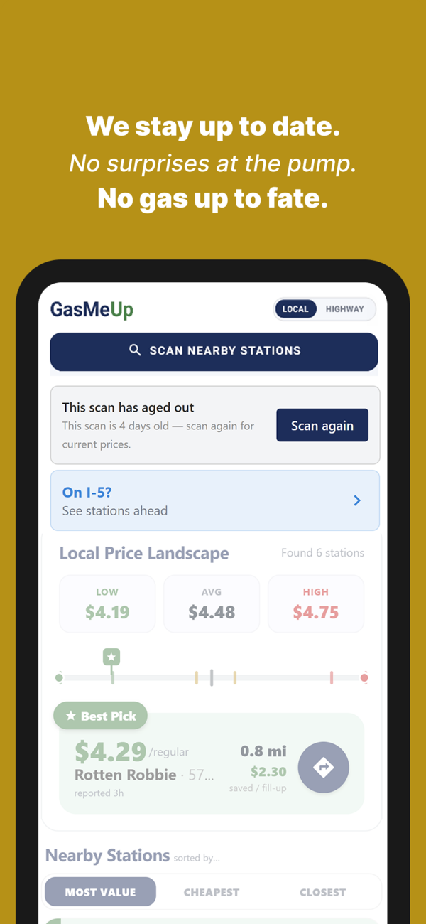 An aged-out scan prompting a rescan for current prices
